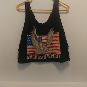 American flag cut sides mid-drift